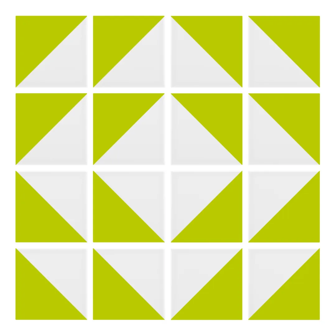 Patrón 7 de colocación de Azulejo Trigone Blanco 10x10 Verde Pistacho Brillo