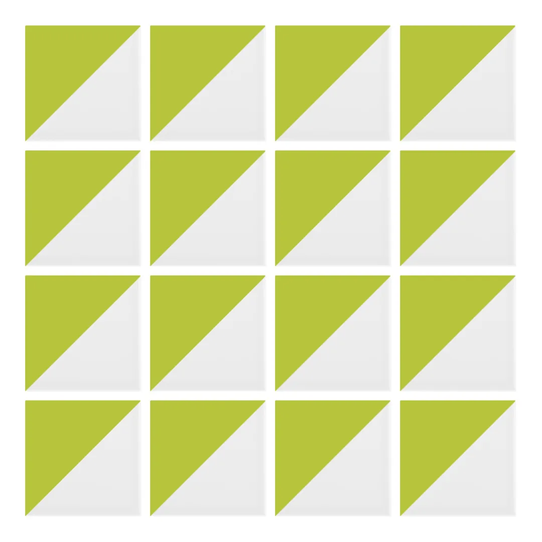 Patrón 1 de colocación de Azulejo Trigone Blanco 10x10 Verde Pistacho Mate