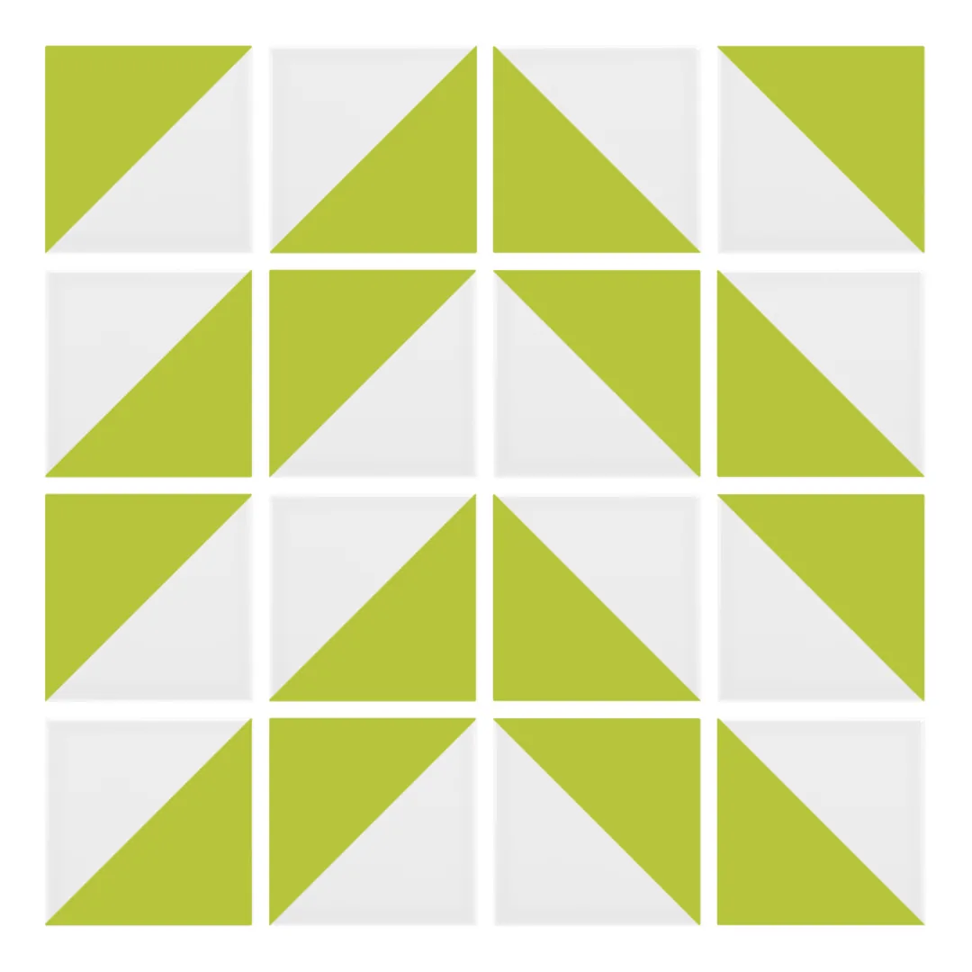 Patrón 4 de colocación de Azulejo Trigone Blanco 10x10 Verde Pistacho Mate