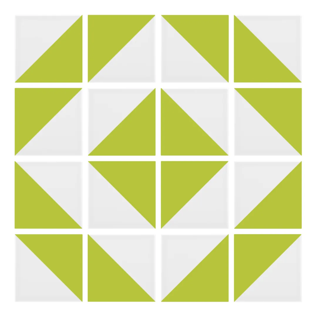 Patrón 5 de colocación de Azulejo Trigone Blanco 10x10 Verde Pistacho Mate