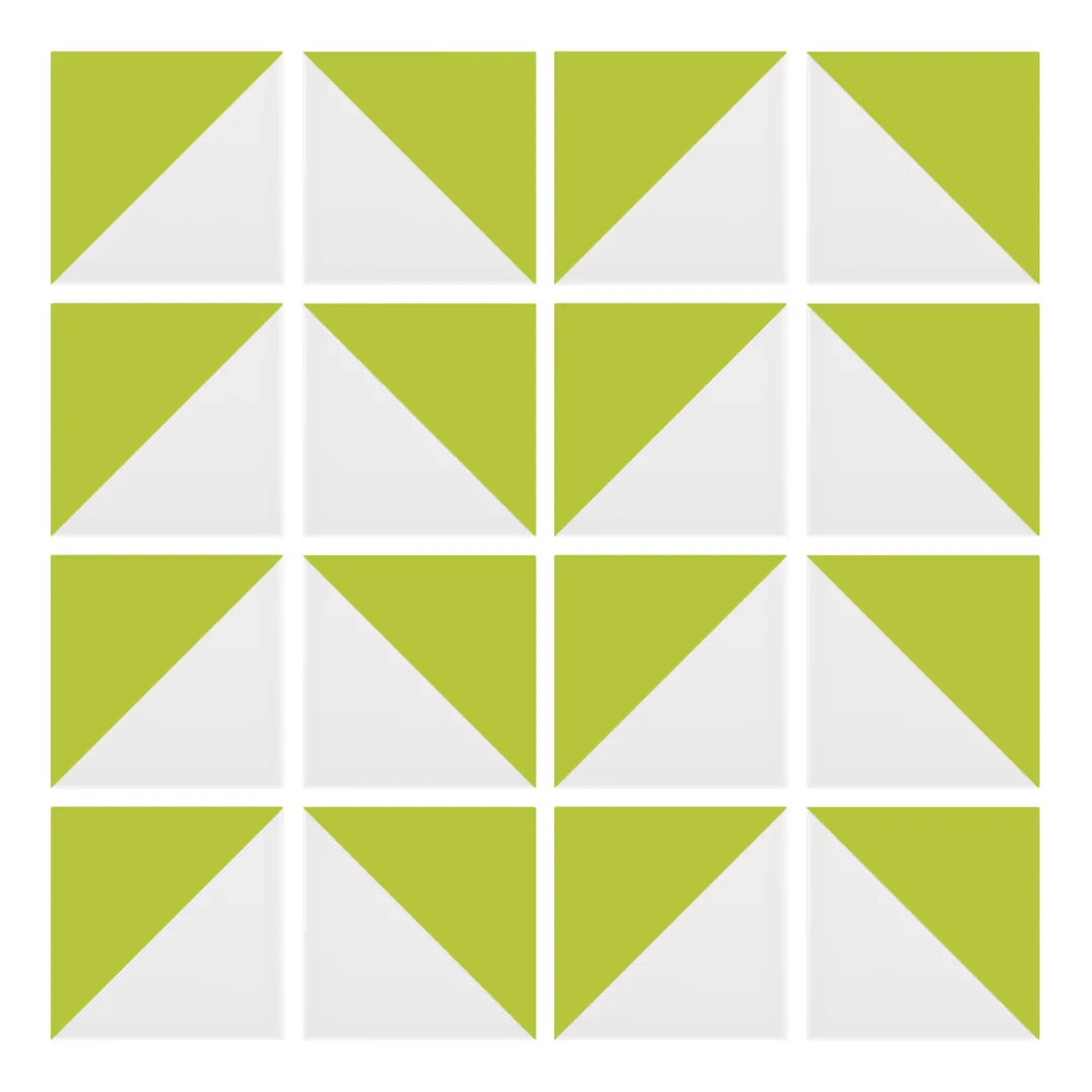 Patrón 6 de colocación de Azulejo Trigone Blanco 10x10 Verde Pistacho Mate