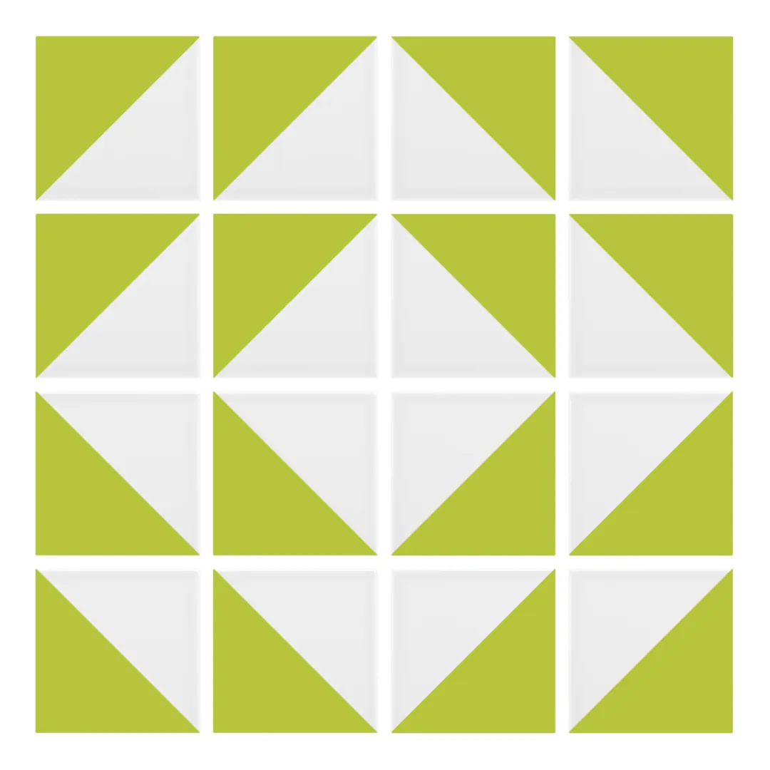 Patrón 7 de colocación de Azulejo Trigone Blanco 10x10 Verde Pistacho Mate