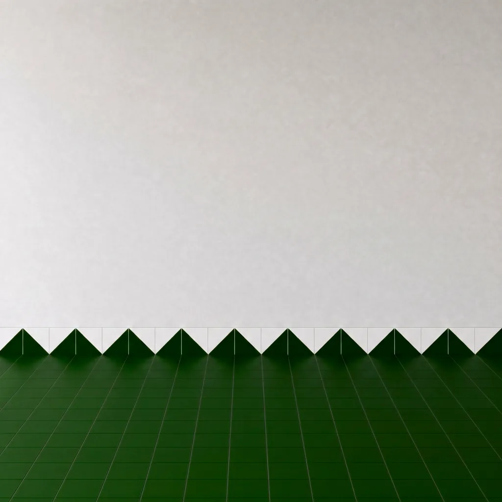 Azulejo Trigone Blanco 10x10 Verde Victoriano Brillo formando una banda decorativa en una pared