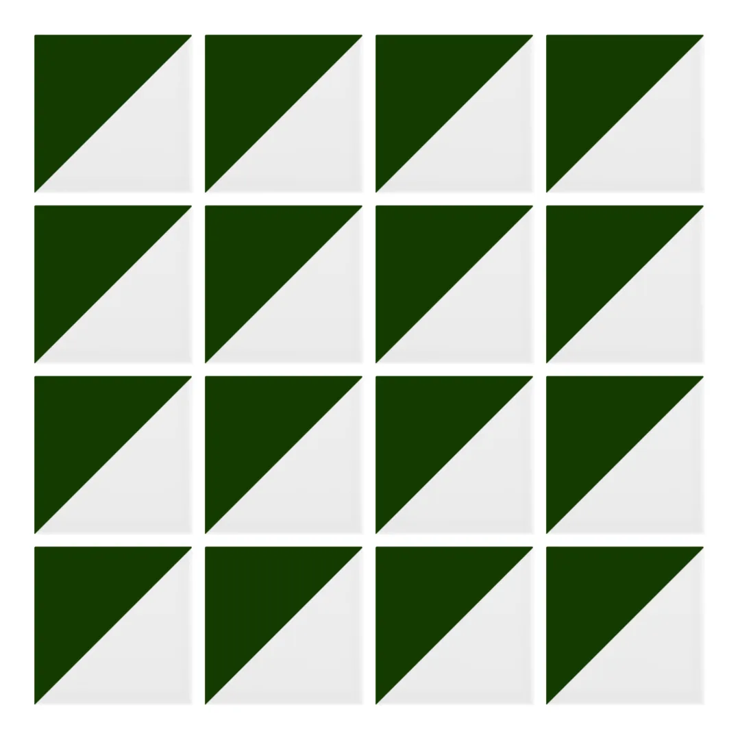 Patrón 1 de colocación de Azulejo Trigone Blanco 10x10 Verde Victoriano Brillo