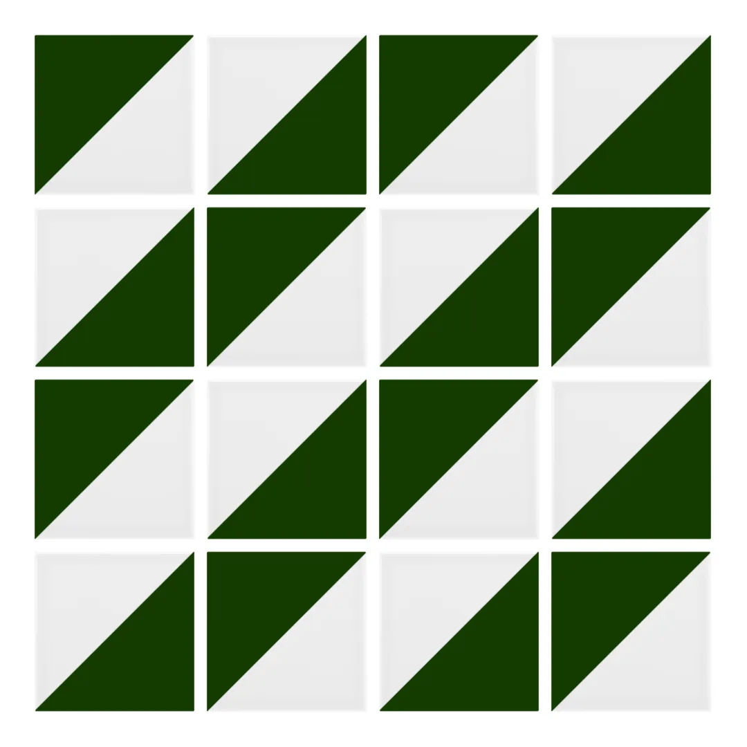Patrón 2 de colocación de Azulejo Trigone Blanco 10x10 Verde Victoriano Brillo
