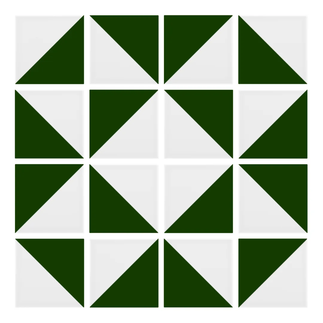 Patrón 3 de colocación de Azulejo Trigone Blanco 10x10 Verde Victoriano Brillo