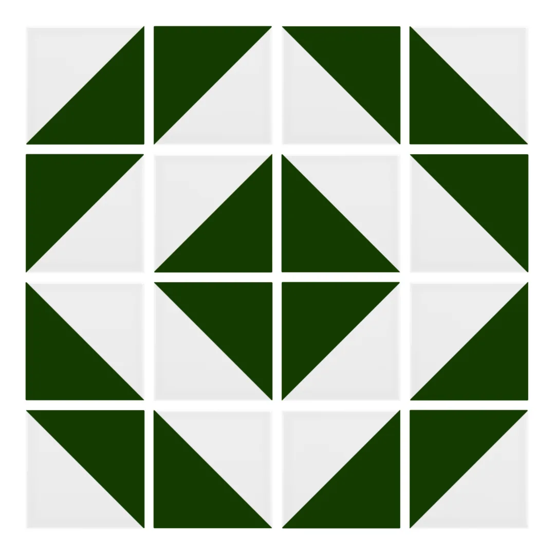 Patrón 5 de colocación de Azulejo Trigone Blanco 10x10 Verde Victoriano Brillo