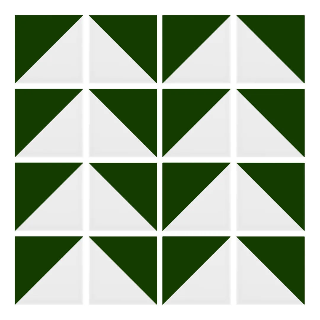 Patrón 6 de colocación de Azulejo Trigone Blanco 10x10 Verde Victoriano Brillo