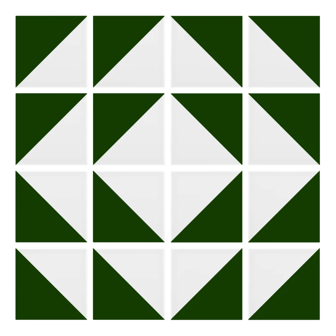 Patrón 7 de colocación de Azulejo Trigone Blanco 10x10 Verde Victoriano Brillo