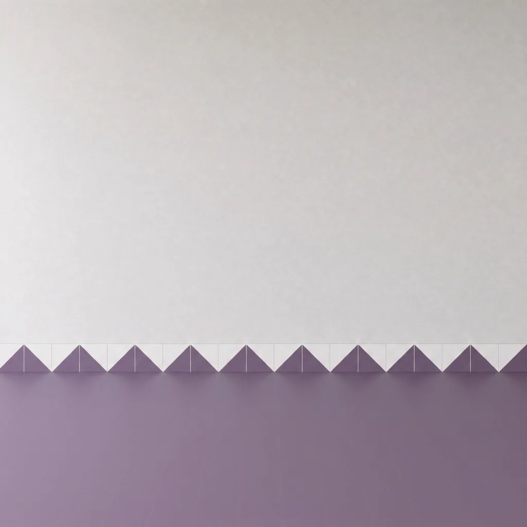 Azulejo Trigone Blanco 10x10 Violeta Mate formando una banda decorativa en una pared