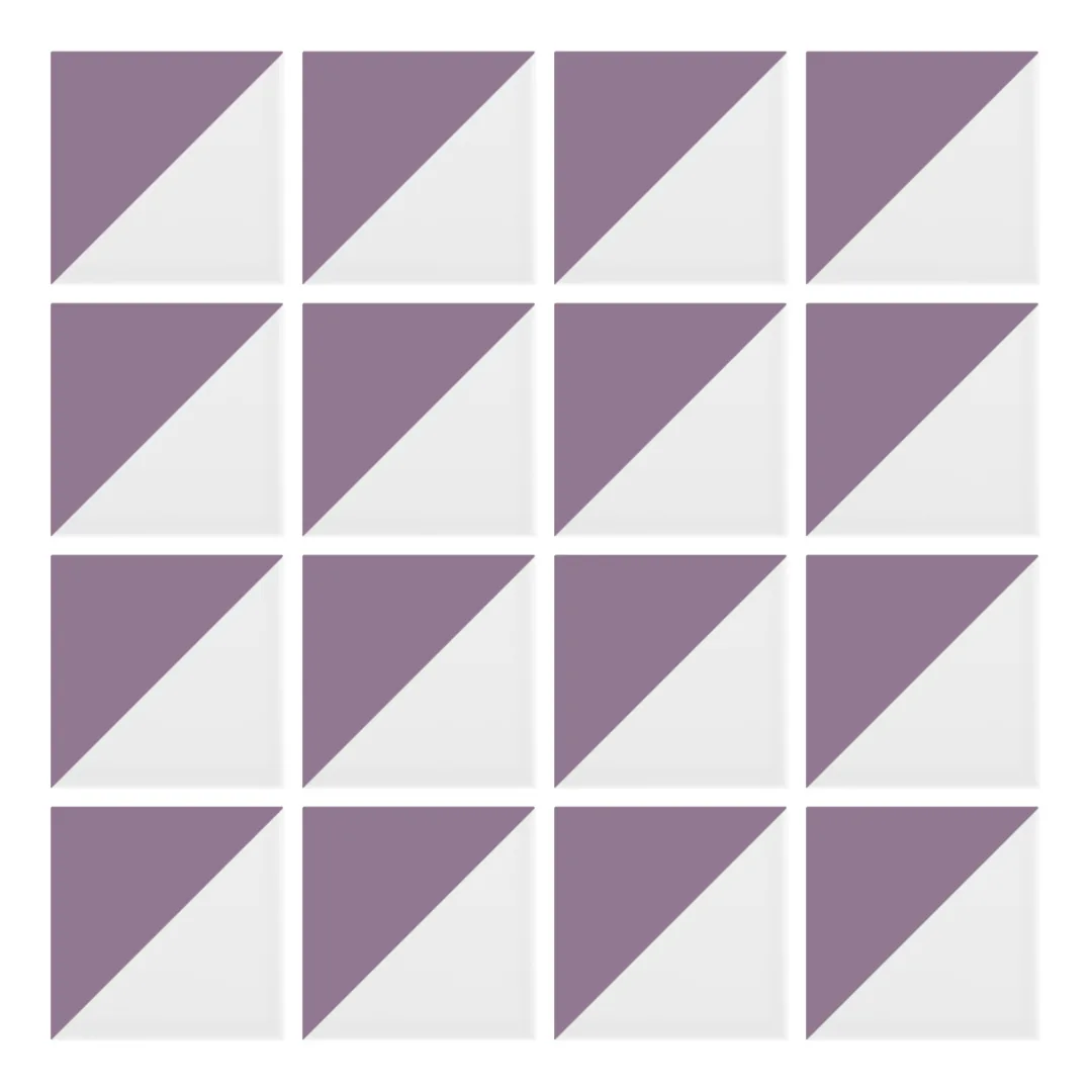 Patrón 1 de colocación de Azulejo Trigone Blanco 10x10 Violeta Mate