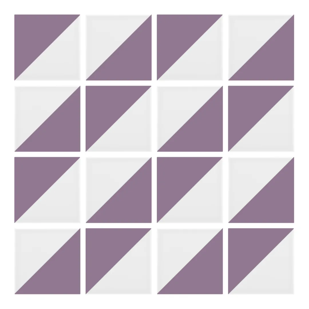 Patrón 2 de colocación de Azulejo Trigone Blanco 10x10 Violeta Mate