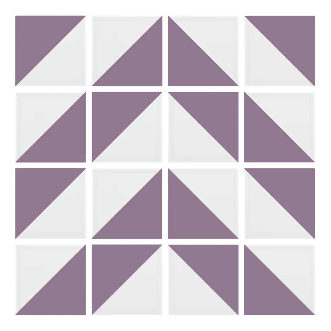 Patrón 4 de colocación de Azulejo Trigone Blanco 10x10 Violeta Mate