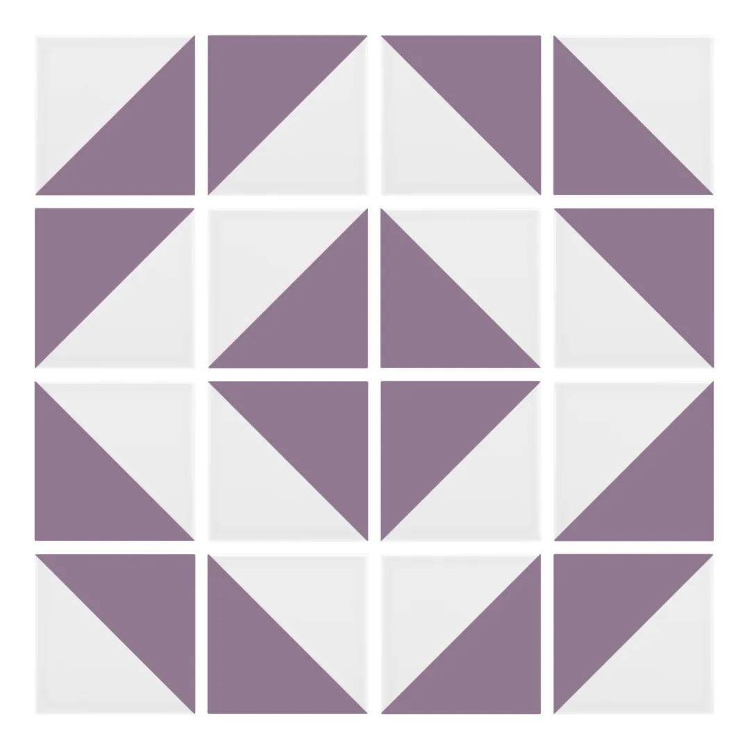 Patrón 5 de colocación de Azulejo Trigone Blanco 10x10 Violeta Mate