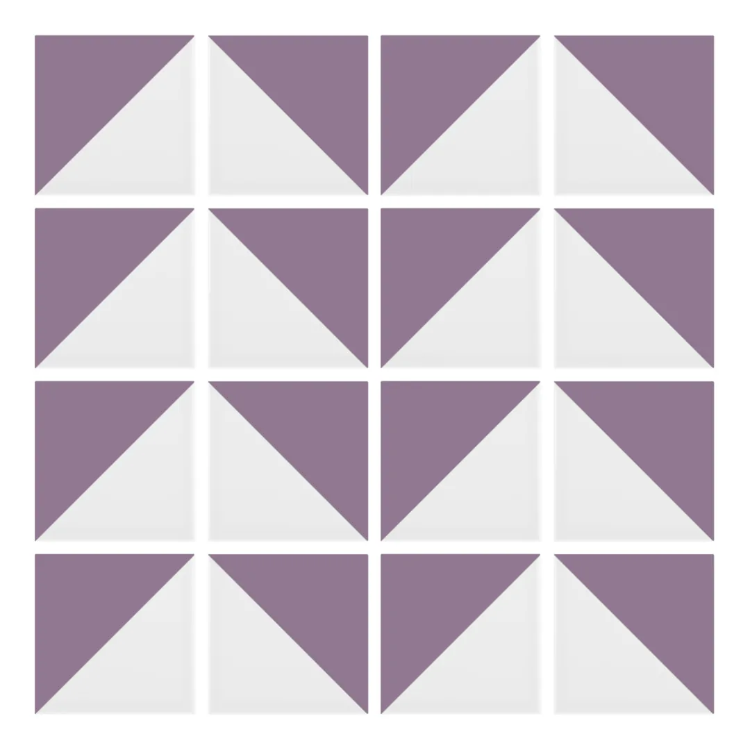 Patrón 6 de colocación de Azulejo Trigone Blanco 10x10 Violeta Mate