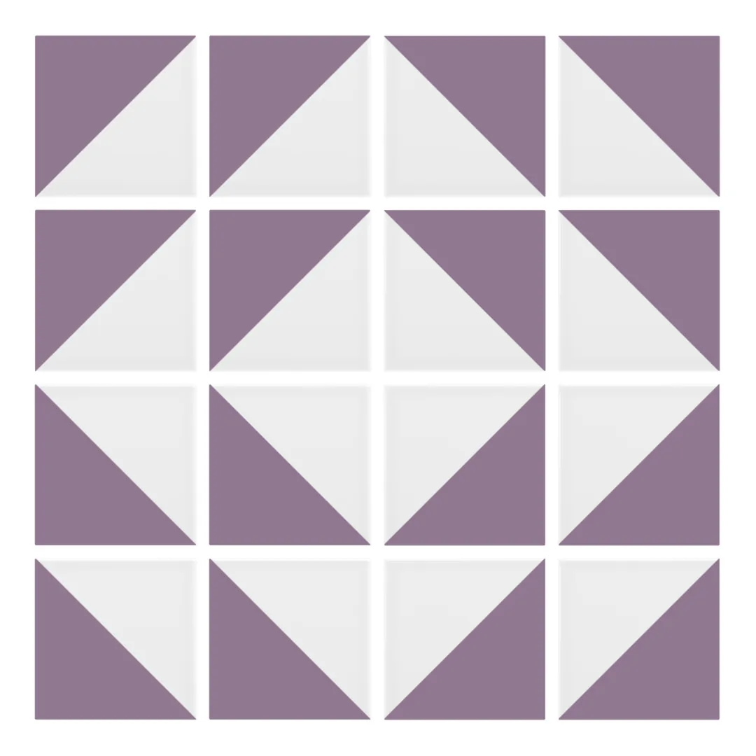 Patrón 7 de colocación de Azulejo Trigone Blanco 10x10 Violeta Mate