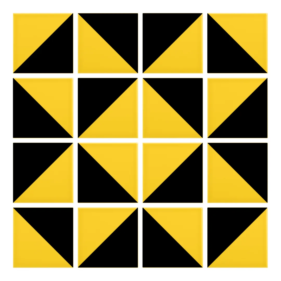 Patrón 3 de colocación de Azulejo Trigone Color 10x10 Amarillo Brillo