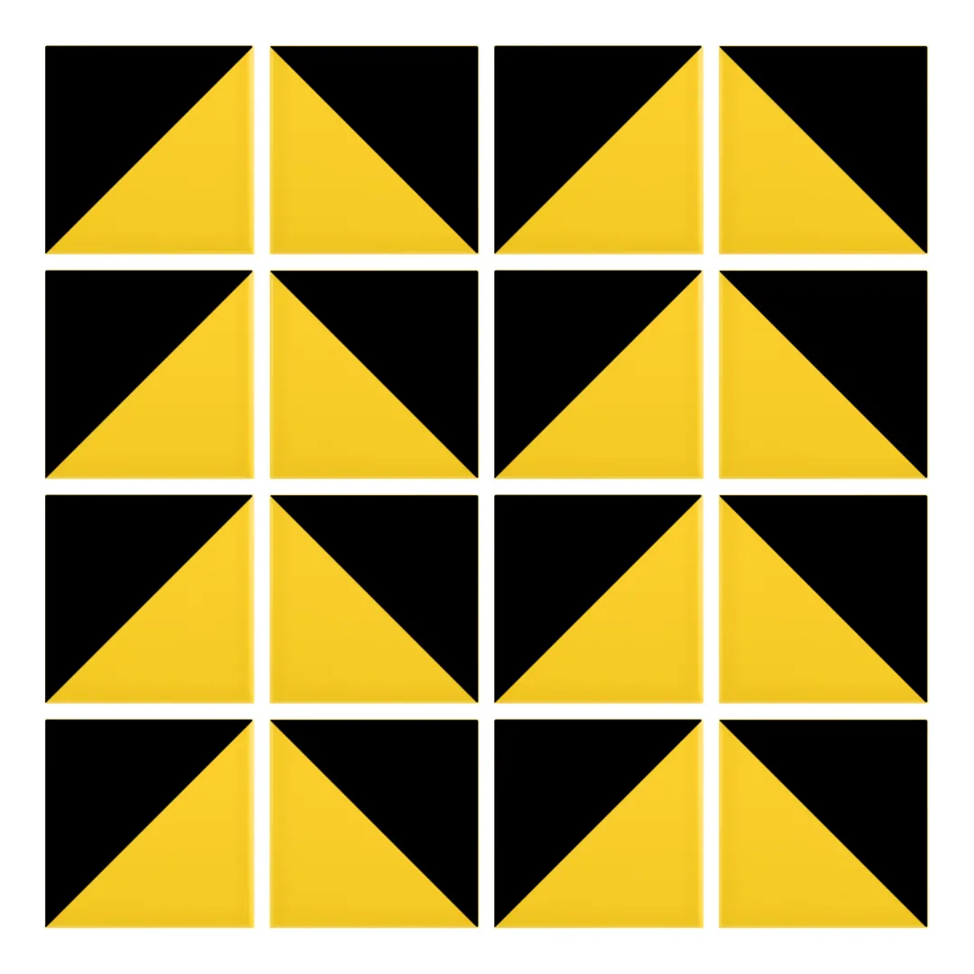 Patrón 6 de colocación de Azulejo Trigone Color 10x10 Amarillo Brillo