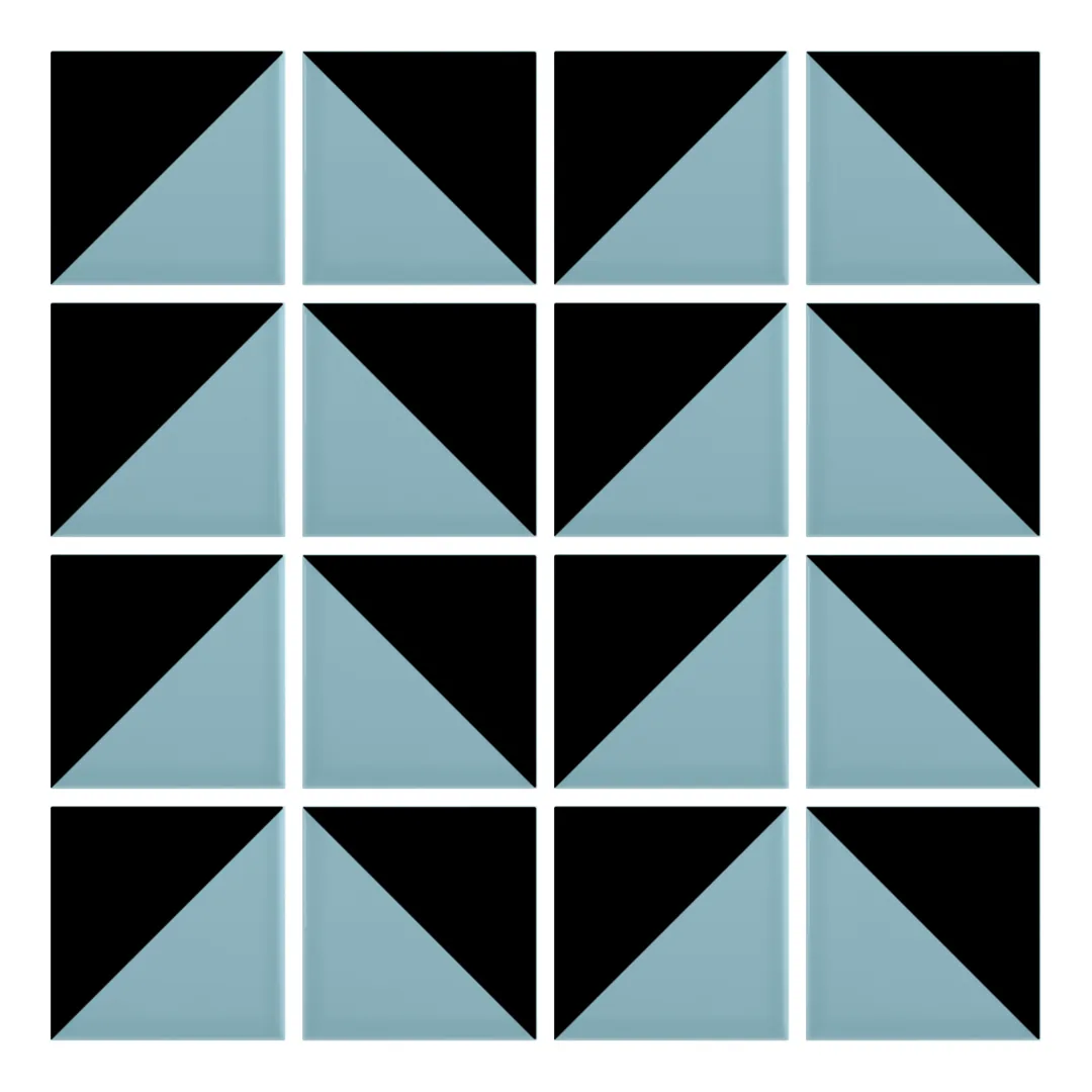 Patrón 6 de colocación de Azulejo Trigone Color 10x10 Azul Bebé Brillo