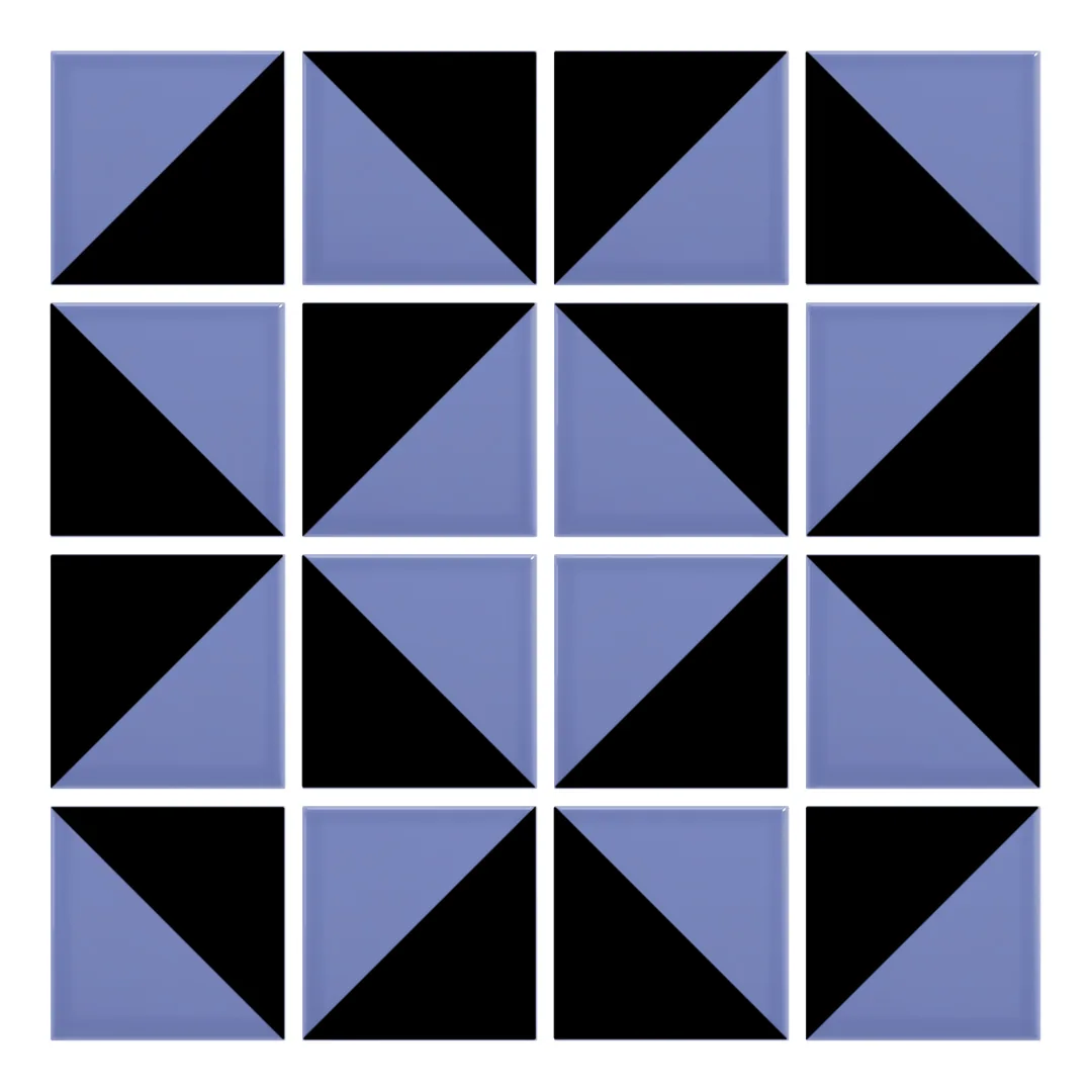 Patrón 3 de colocación de Azulejo Trigone Color 10x10 Azul Claro Brillo