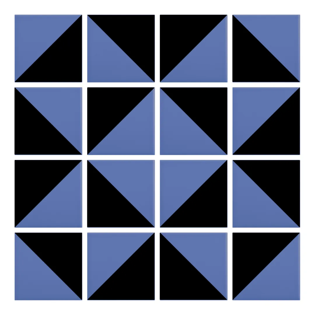 Patrón 3 de colocación de Azulejo Trigone Color 10x10 Azul Marino Mate