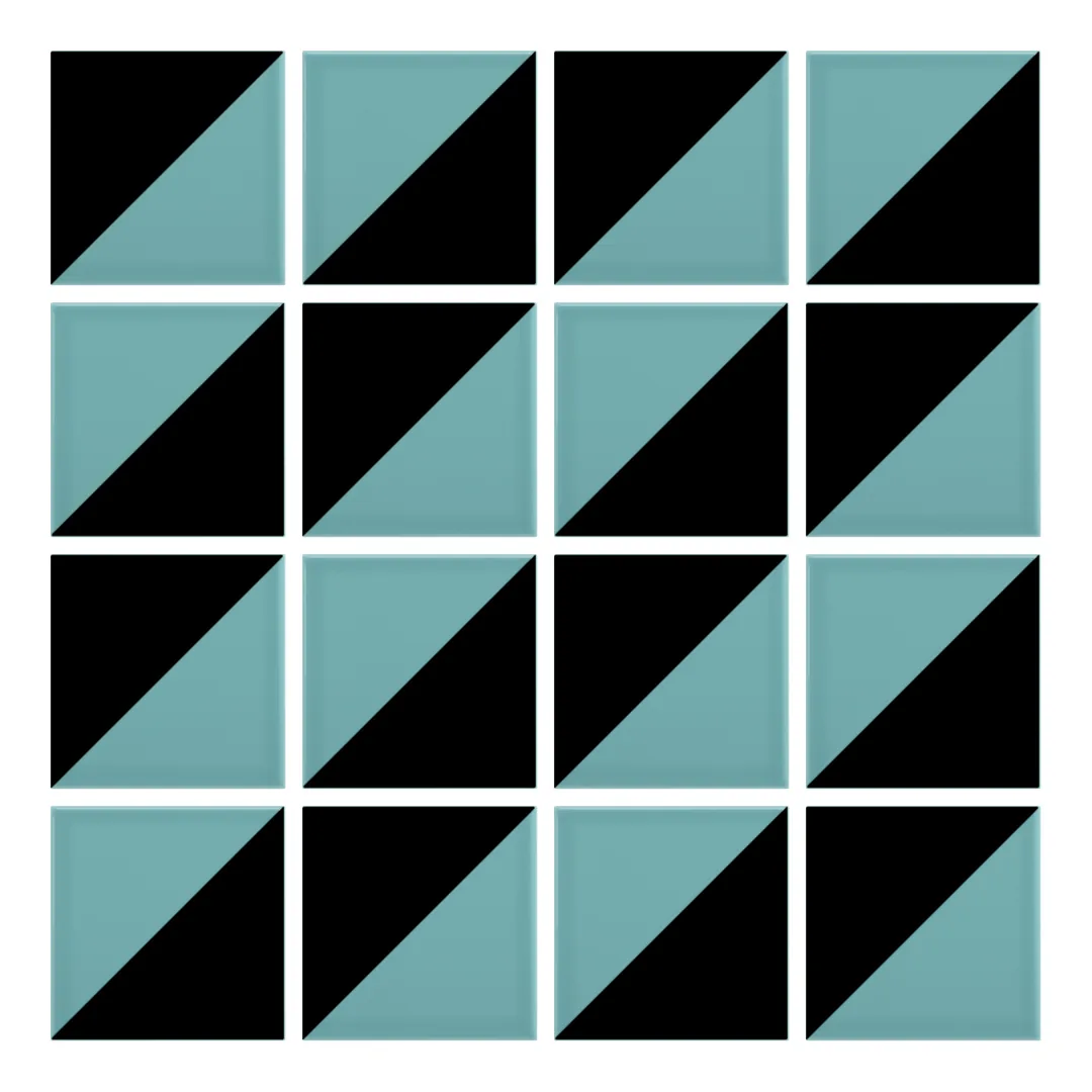 Patrón 2 de colocación de Azulejo Trigone Color 10x10 Azul Océano Brillo