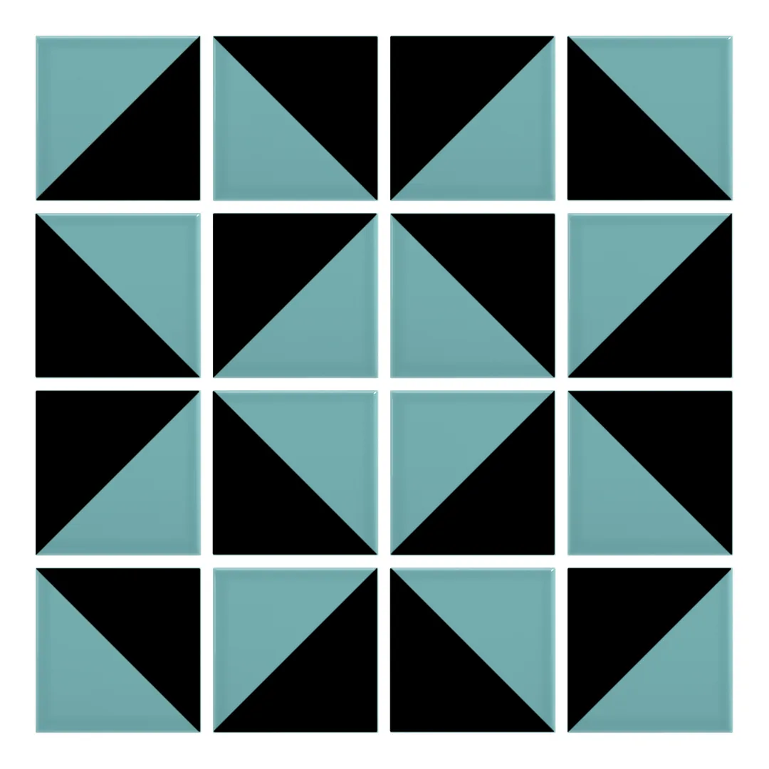Patrón 3 de colocación de Azulejo Trigone Color 10x10 Azul Océano Brillo