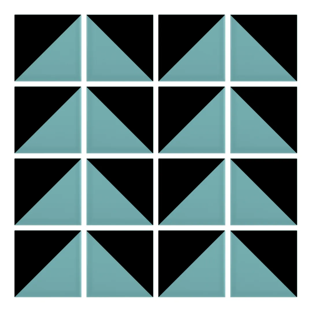 Patrón 6 de colocación de Azulejo Trigone Color 10x10 Azul Océano Brillo