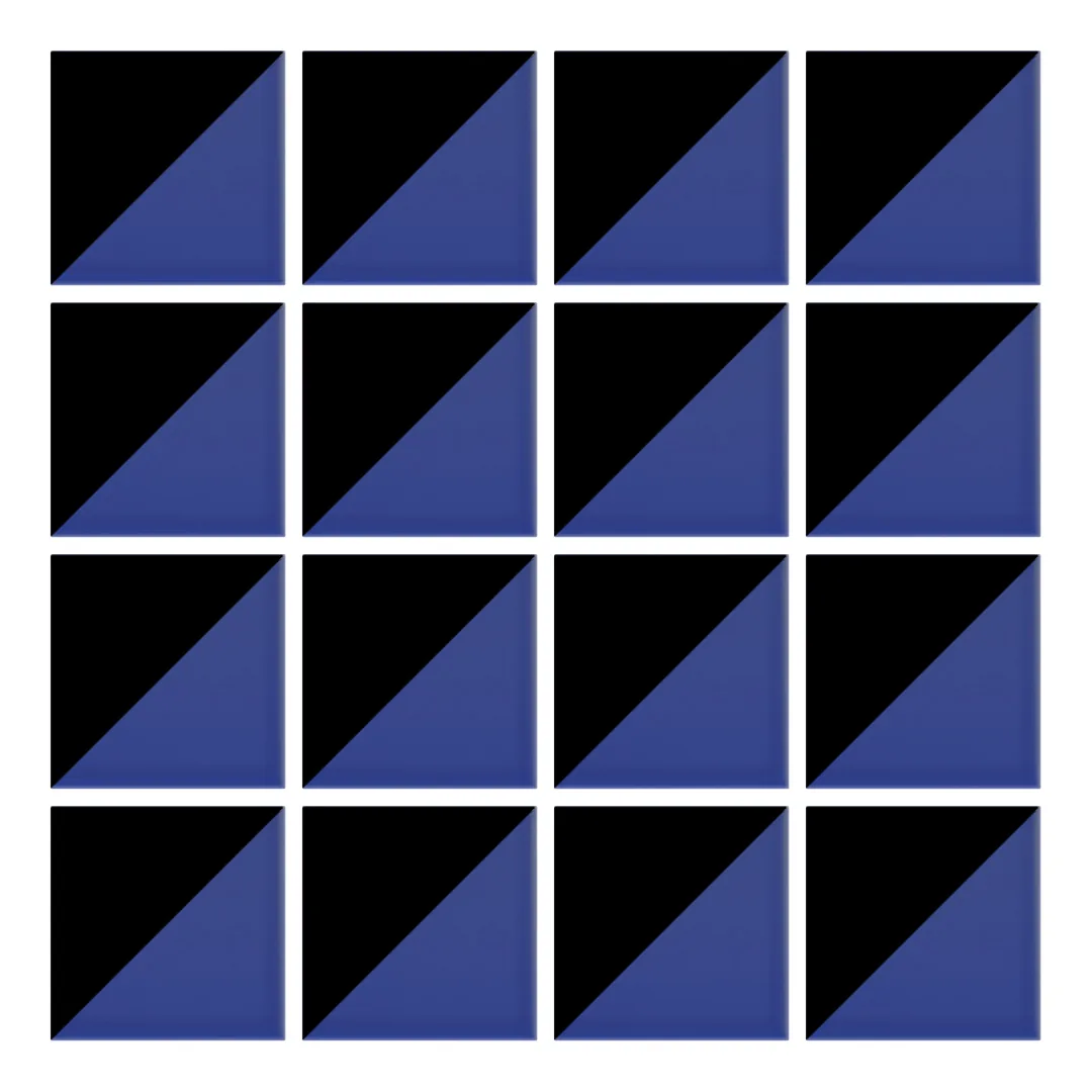 Patrón 1 de colocación de Azulejo Trigone Color 10x10 Azul Oscuro Brillo