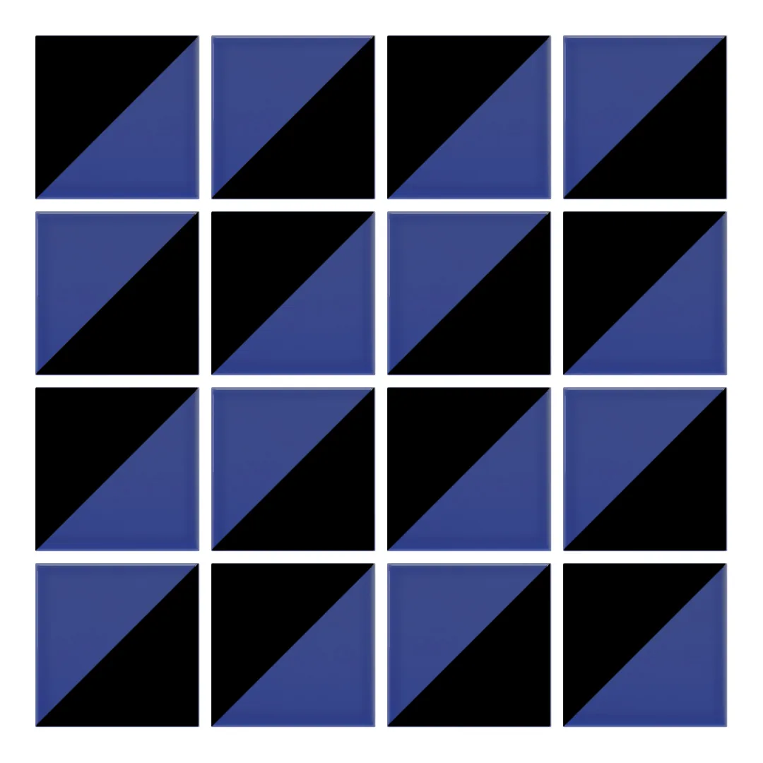 Patrón 2 de colocación de Azulejo Trigone Color 10x10 Azul Oscuro Brillo