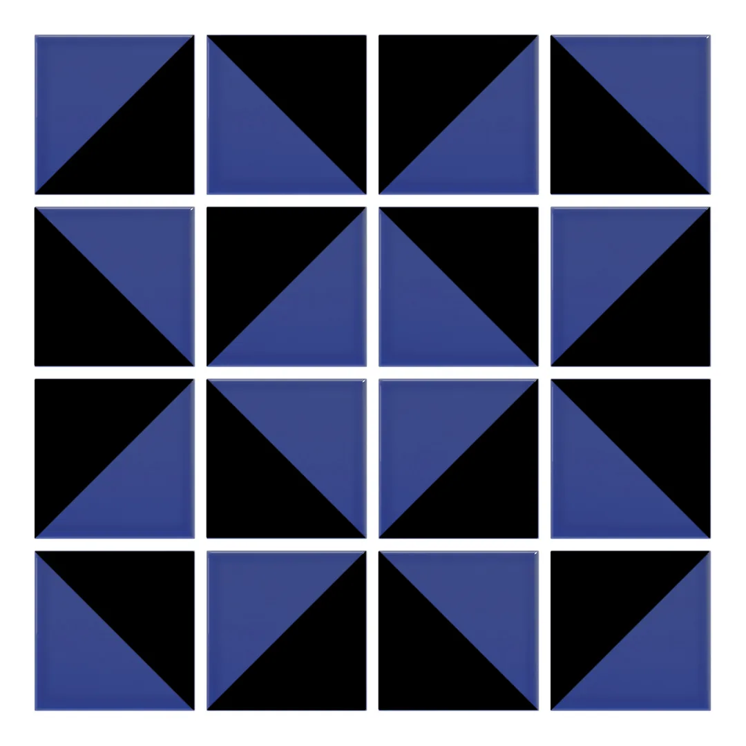 Patrón 3 de colocación de Azulejo Trigone Color 10x10 Azul Oscuro Brillo