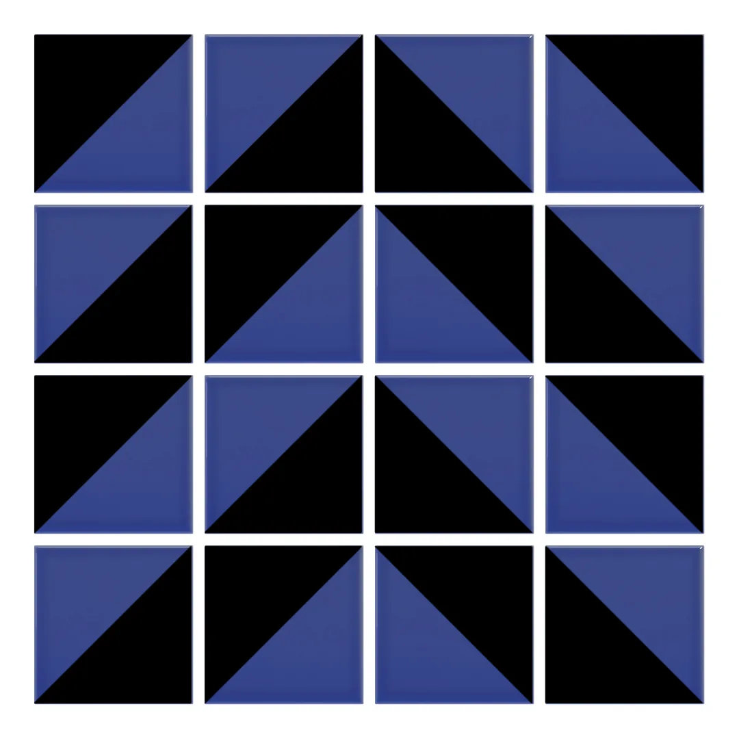Patrón 4 de colocación de Azulejo Trigone Color 10x10 Azul Oscuro Brillo