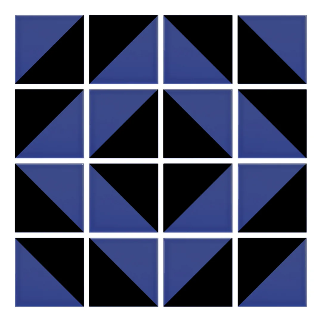 Patrón 5 de colocación de Azulejo Trigone Color 10x10 Azul Oscuro Brillo