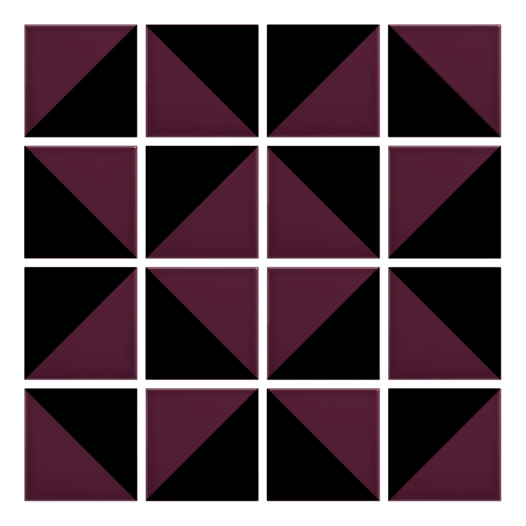 Patrón 3 de colocación de Azulejo Trigone Color 10x10 Berenjena Brillo