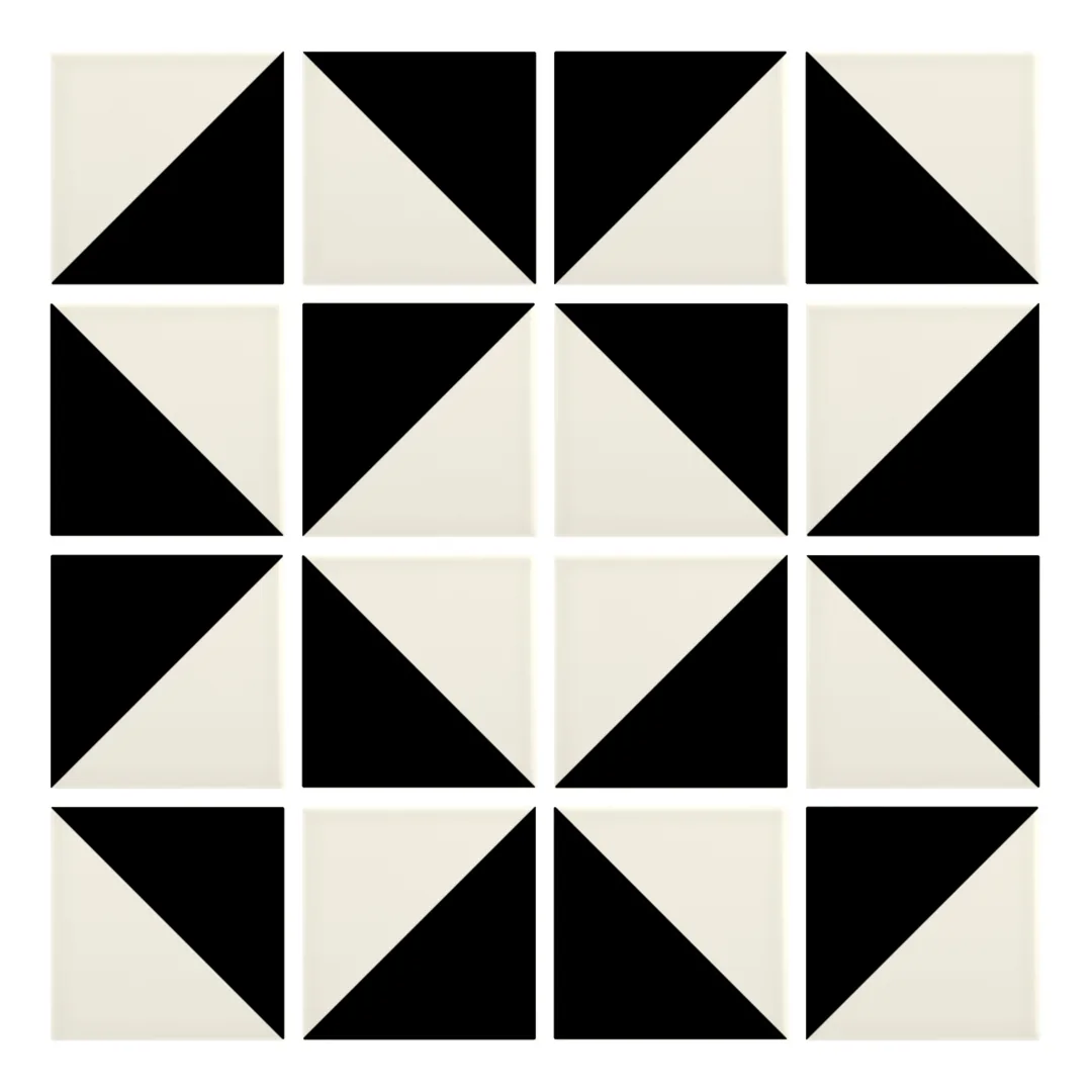 Patrón 3 de colocación de Azulejo Trigone Color 10x10 Crema Brillo