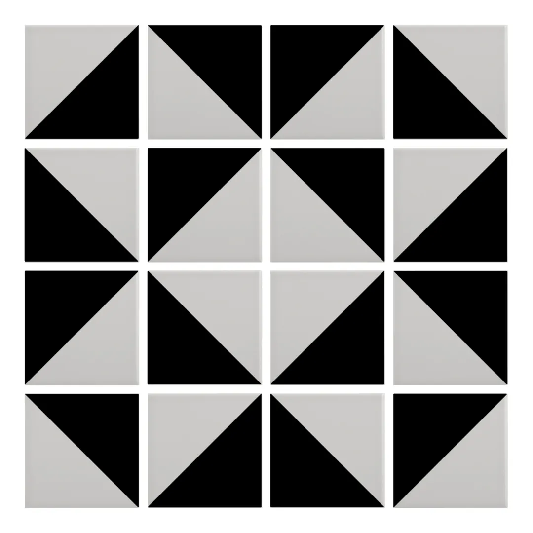 Patrón 3 de colocación de Azulejo Trigone Color 10x10 Gris Ceniza Mate