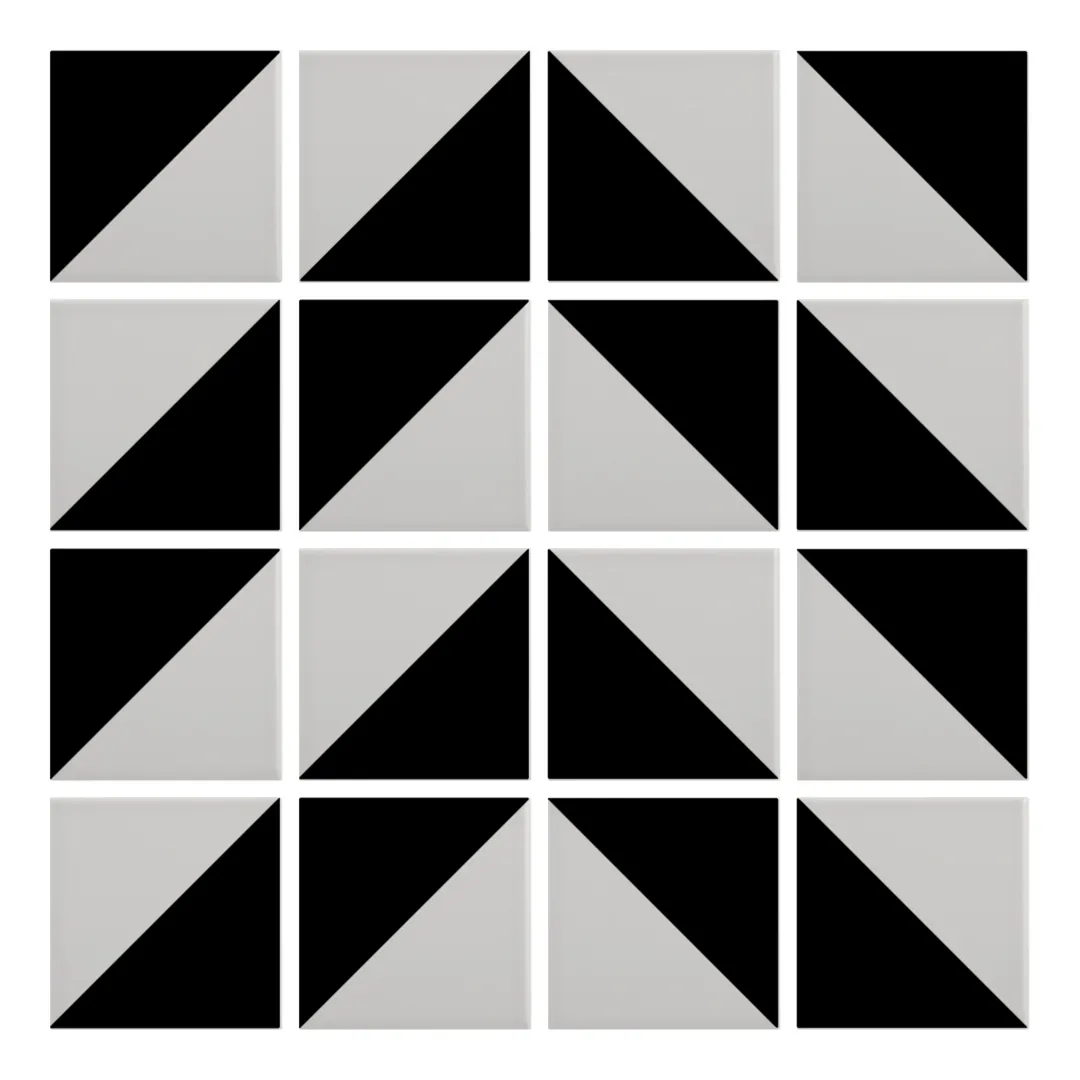 Patrón 4 de colocación de Azulejo Trigone Color 10x10 Gris Ceniza Mate