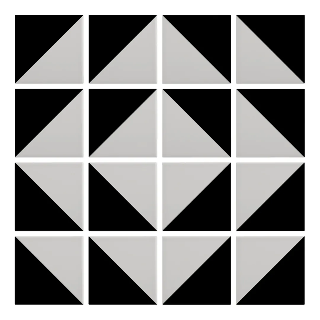 Patrón 7 de colocación de Azulejo Trigone Color 10x10 Gris Ceniza Mate