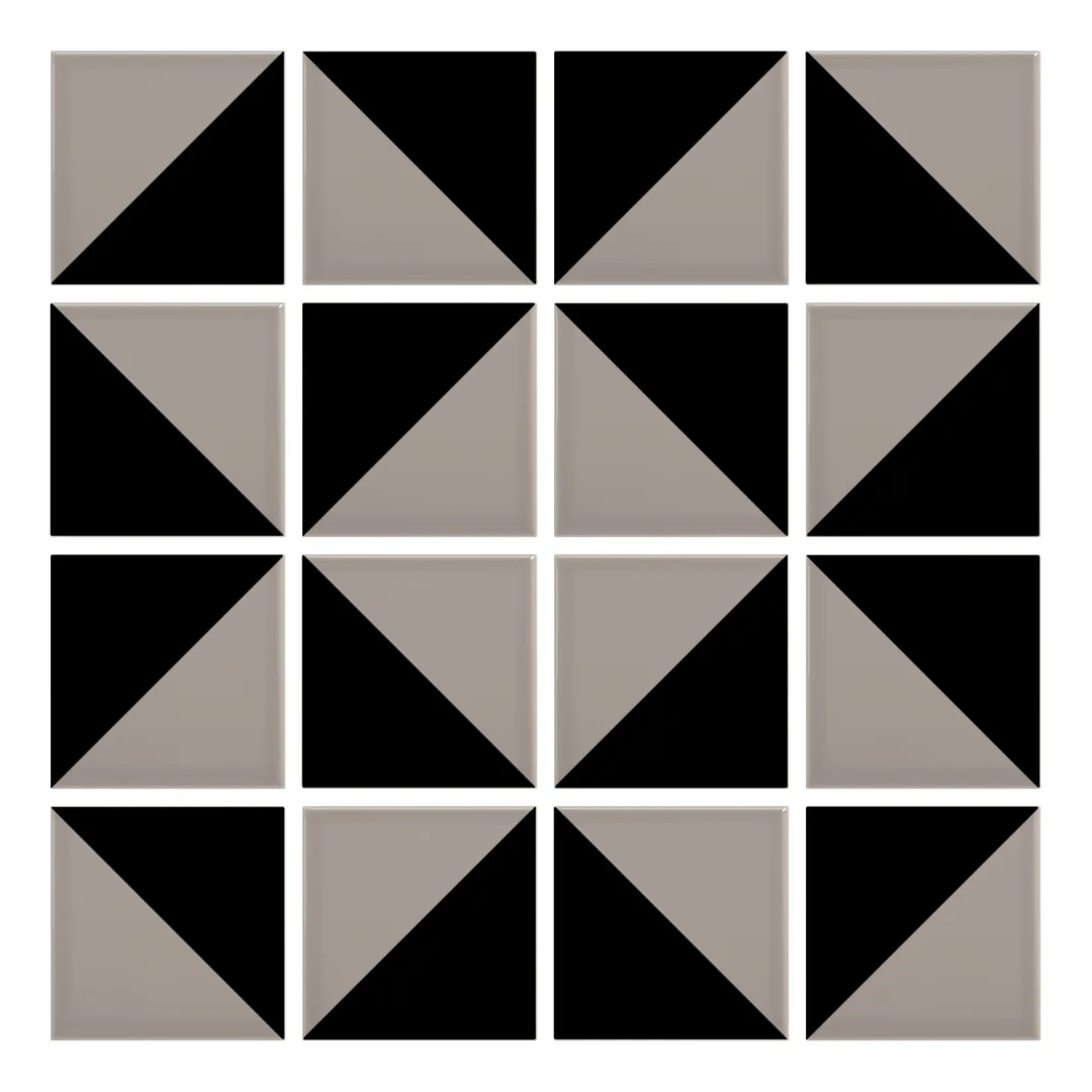 Patrón 3 de colocación de Azulejo Trigone Color 10x10 Gris Claro Brillo