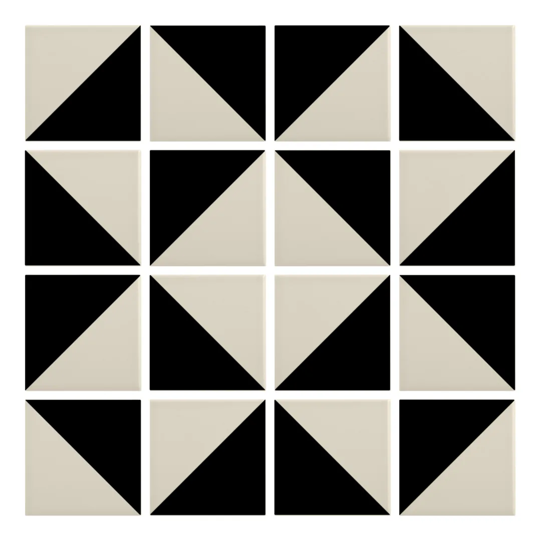 Patrón 3 de colocación de Azulejo Trigone Color 10x10 Hueso Mate