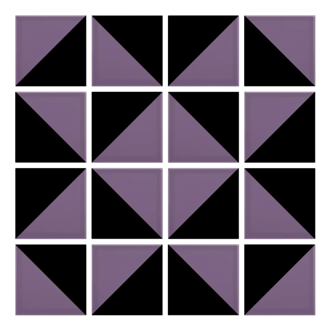 Patrón 3 de colocación de Azulejo Trigone Color 10x10 Lila Brillo