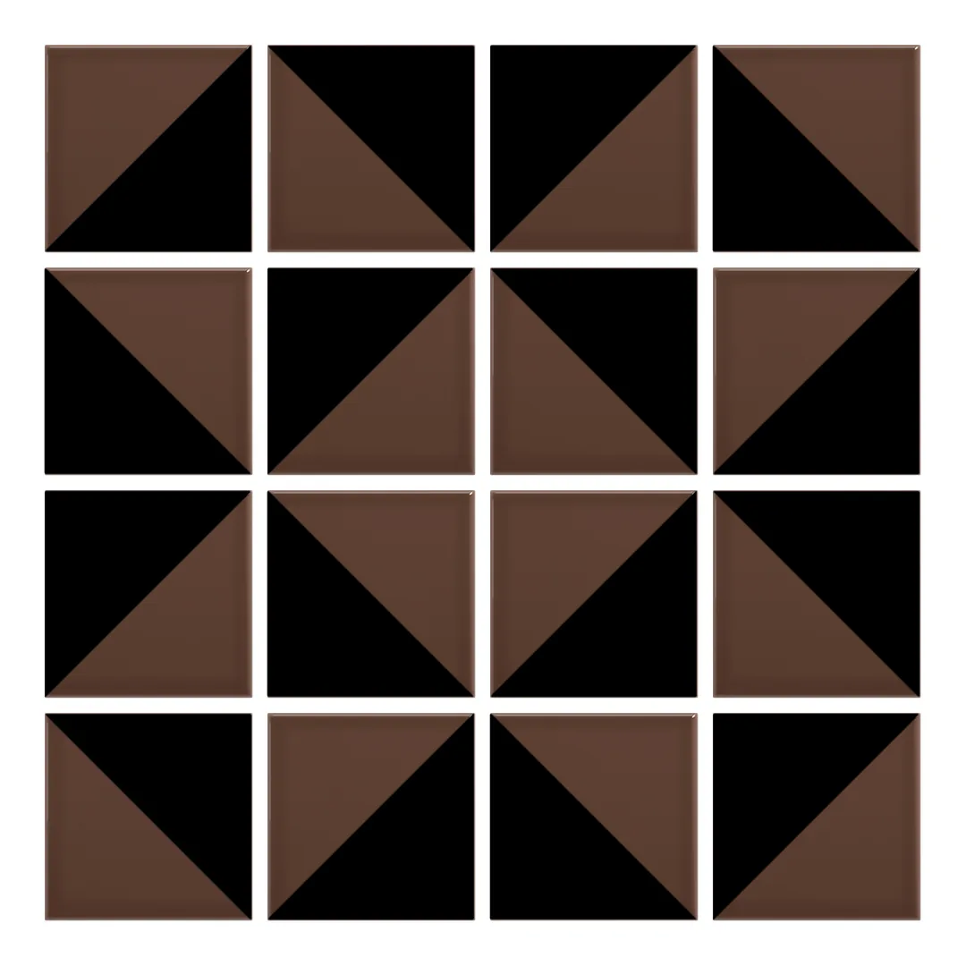 Patrón 3 de colocación de Azulejo Trigone Color 10x10 Marrón Brillo