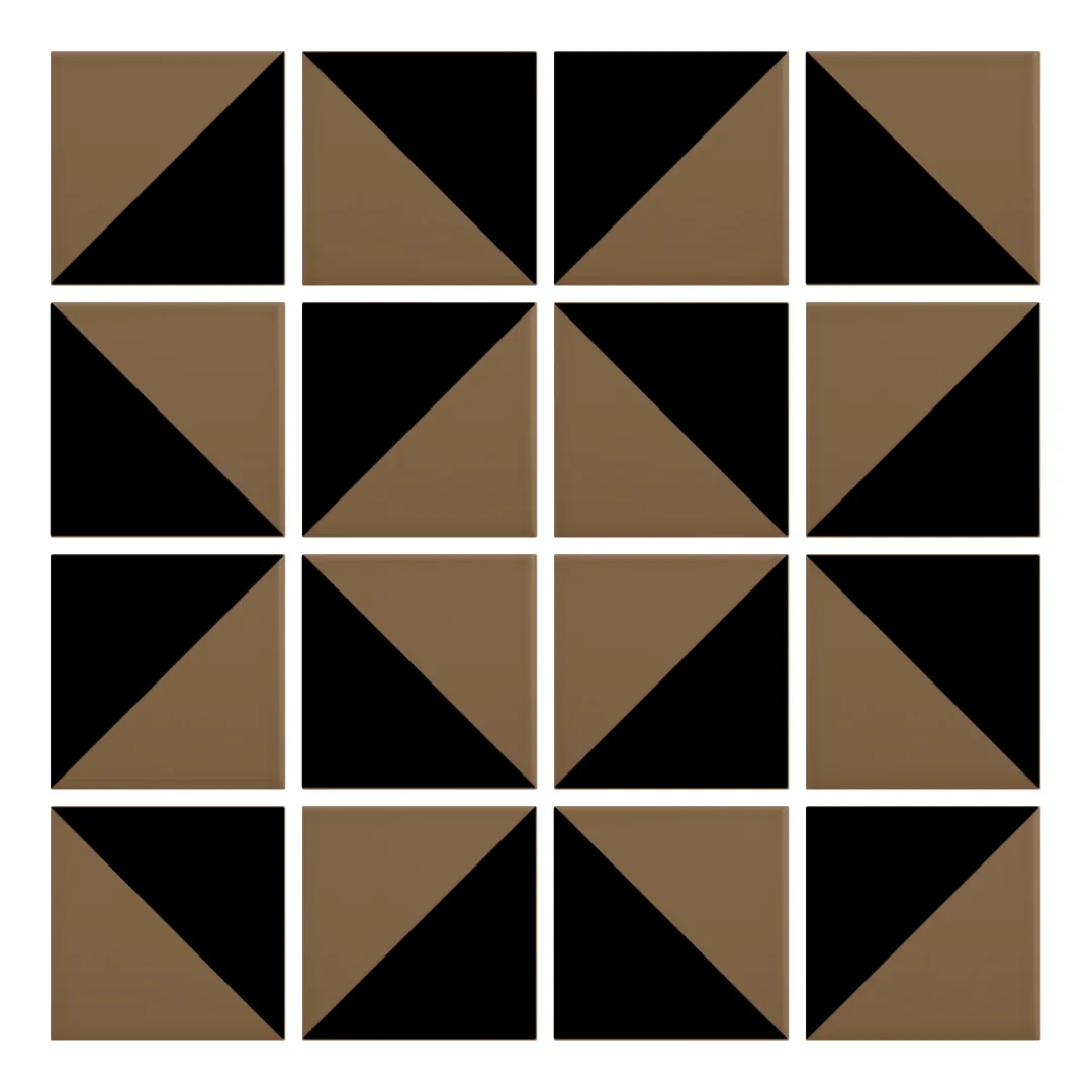 Patrón 3 de colocación de Azulejo Trigone Color 10x10 Marrón Caramelo Mate