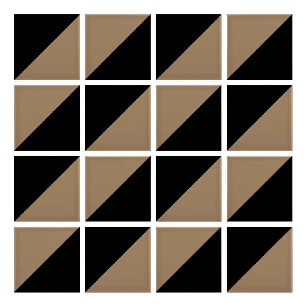 Patrón 2 de colocación de Azulejo Trigone Color 10x10 Marrón Champiñón Brillo