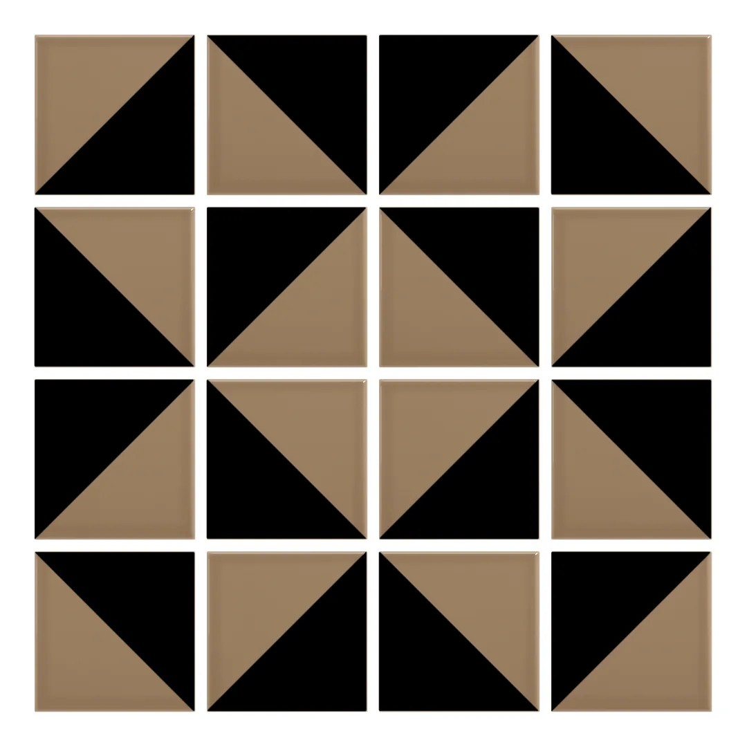 Patrón 3 de colocación de Azulejo Trigone Color 10x10 Marrón Champiñón Brillo