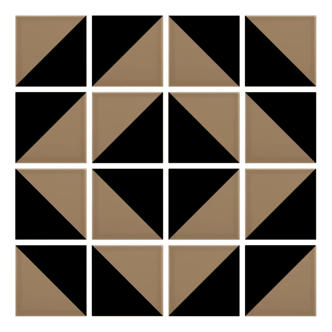 Patrón 5 de colocación de Azulejo Trigone Color 10x10 Marrón Champiñón Brillo