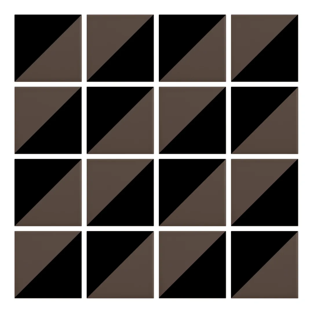 Patrón 2 de colocación de Azulejo Trigone Color 10x10 Marrón Chocolate Mate