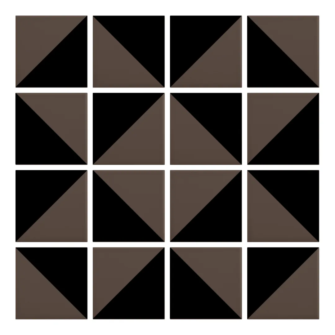 Patrón 3 de colocación de Azulejo Trigone Color 10x10 Marrón Chocolate Mate