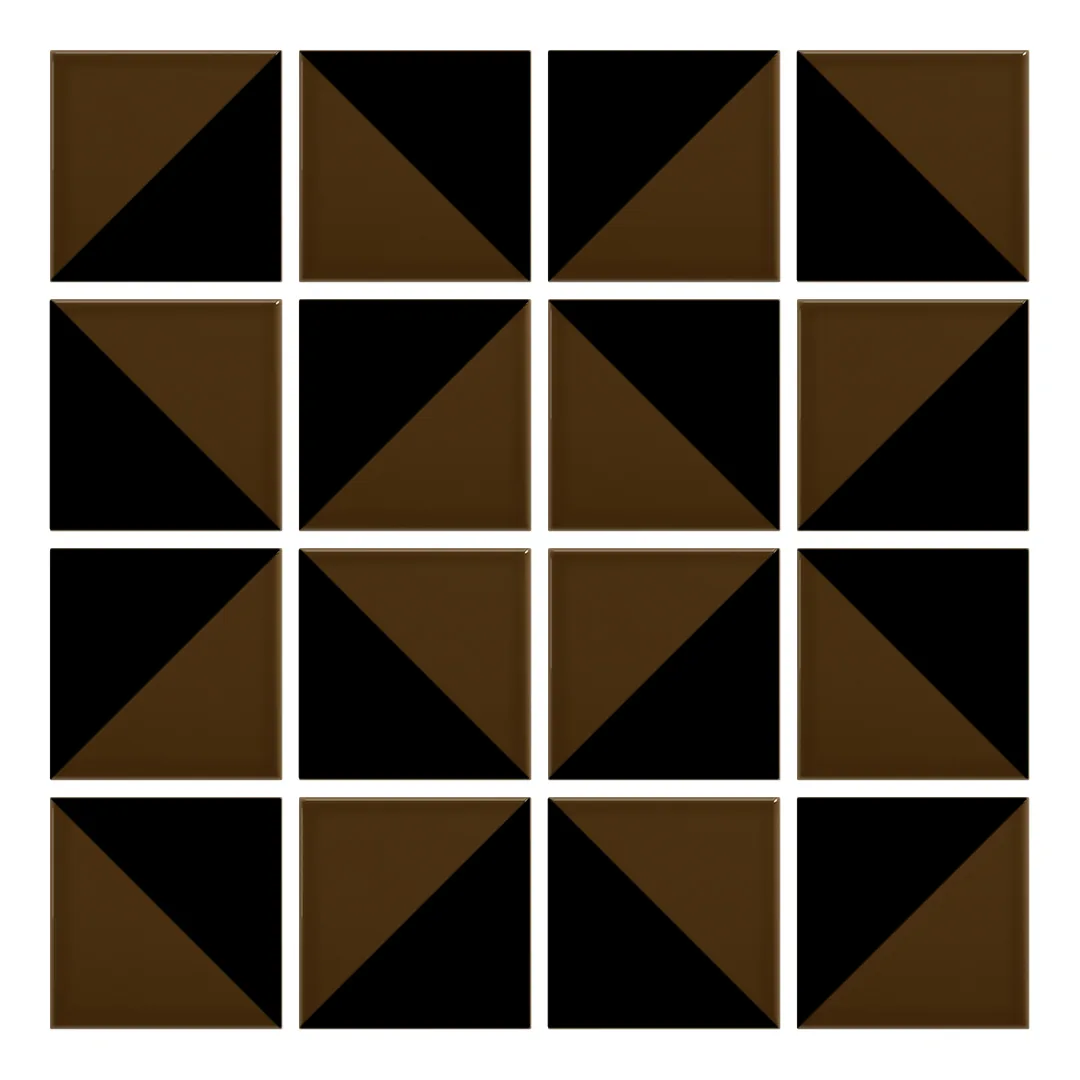 Patrón 3 de colocación de Azulejo Trigone Color 10x10 Marrón Mocca Brillo