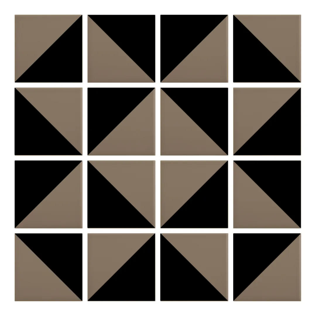 Patrón 3 de colocación de Azulejo Trigone Color 10x10 Marrón Piedra Mate